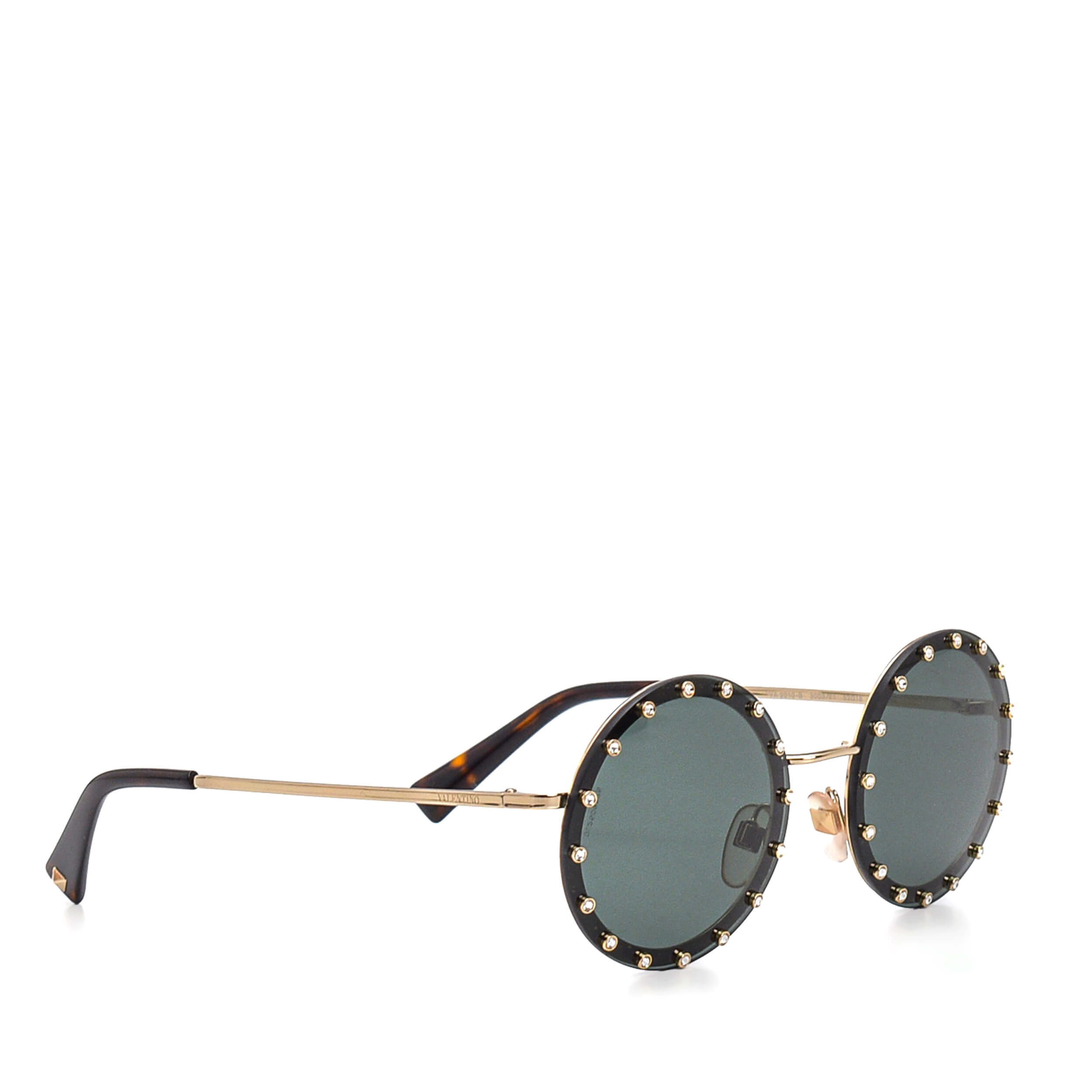 Valentino - Black&Gold Round Sunglasses